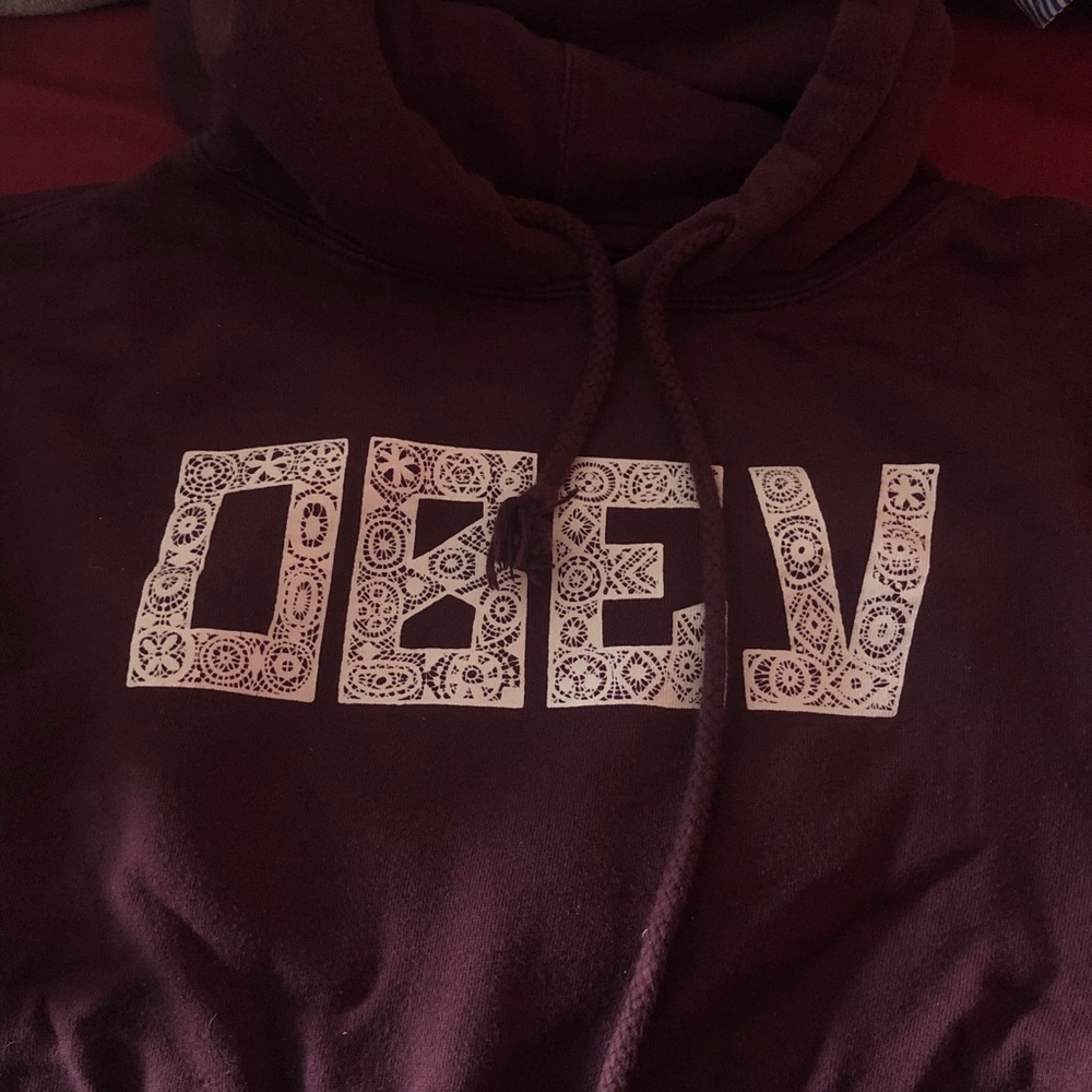 Maroon Obey hoodie - Picture 2 of 4